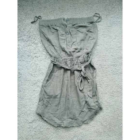 Cloth & Stone Belted Strapless Mini Dress Olive Green Small Boho Earthy Fall - Picture 2 of 6